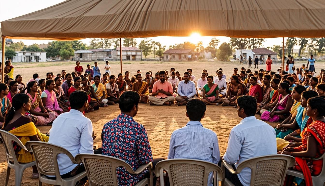 Village community gathering at a Welcome Foundation Trust meeting