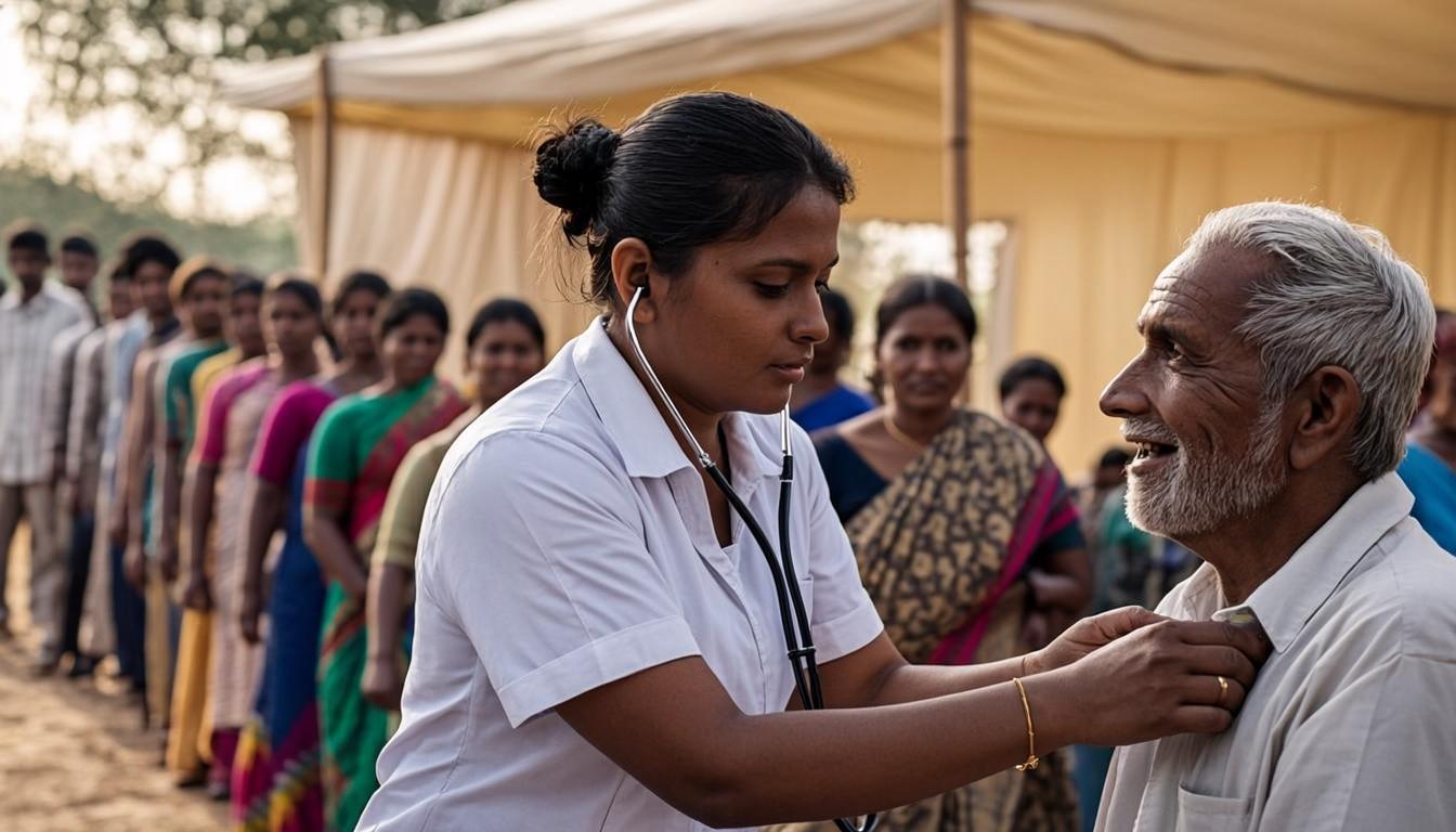 Mobile health camp in a village